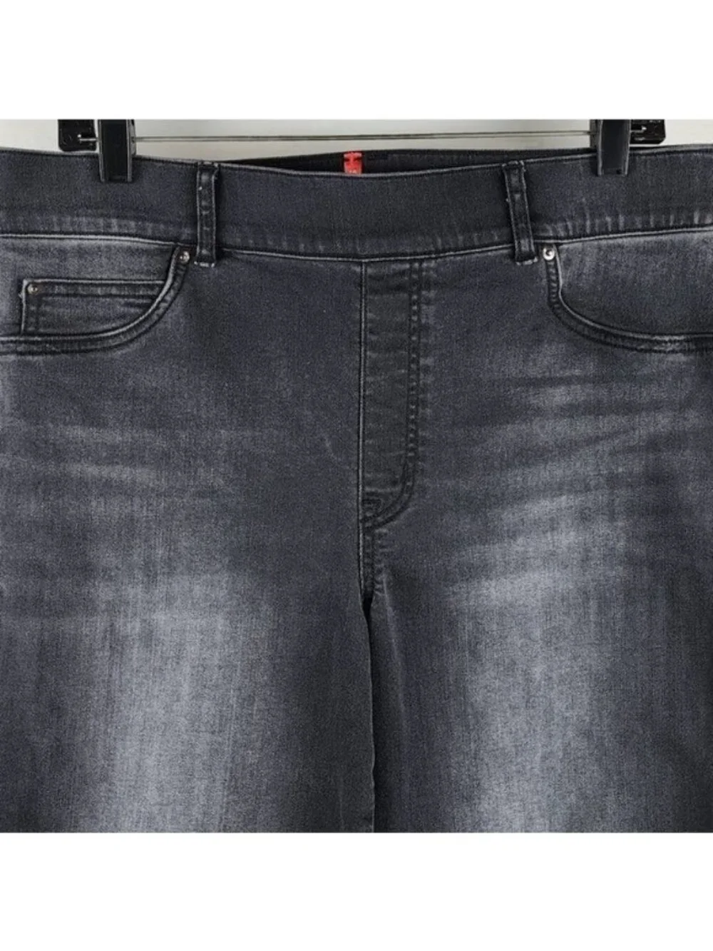 SPANX Jeans Womens XL Straight Leg Vintage Black High Rise Denim 20355T